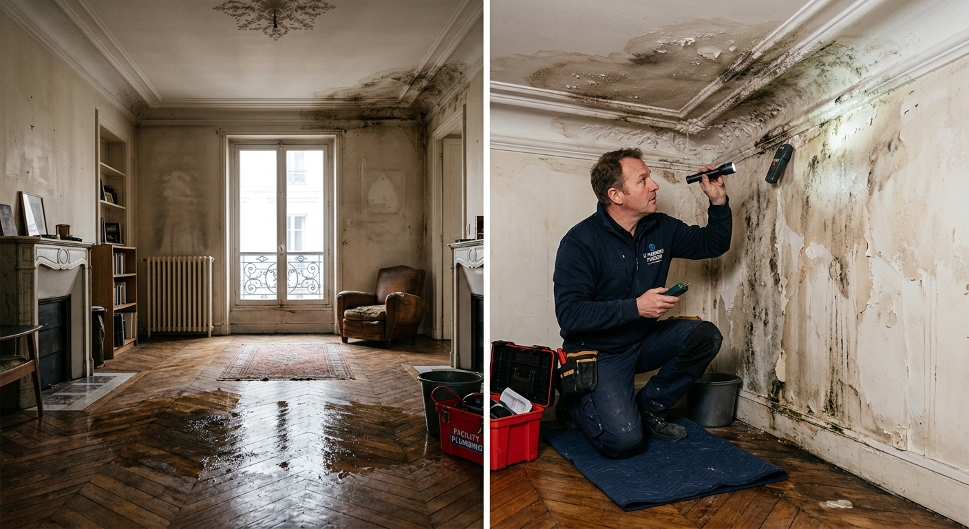 Intervention urgente dégât des eaux dans un appartement à Meudon